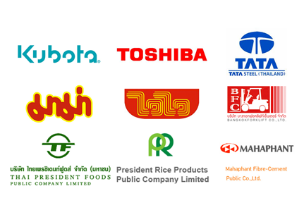 Customer logos: Kubota, Toshiba, Tata Steel and others